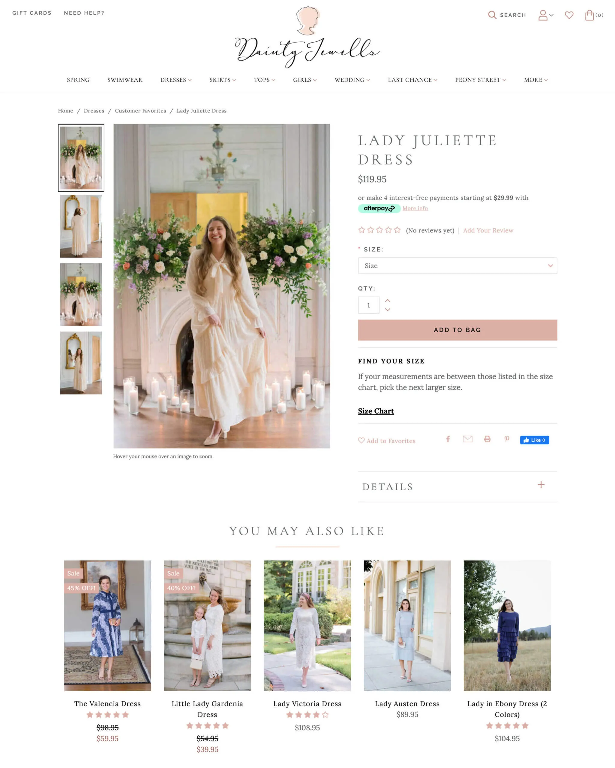 Dainty Jewells BigCommerce product page