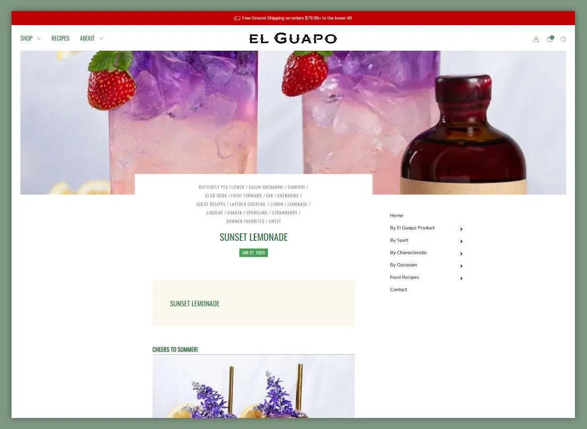 El Guapo Bitters Shopify storefront design screenshot